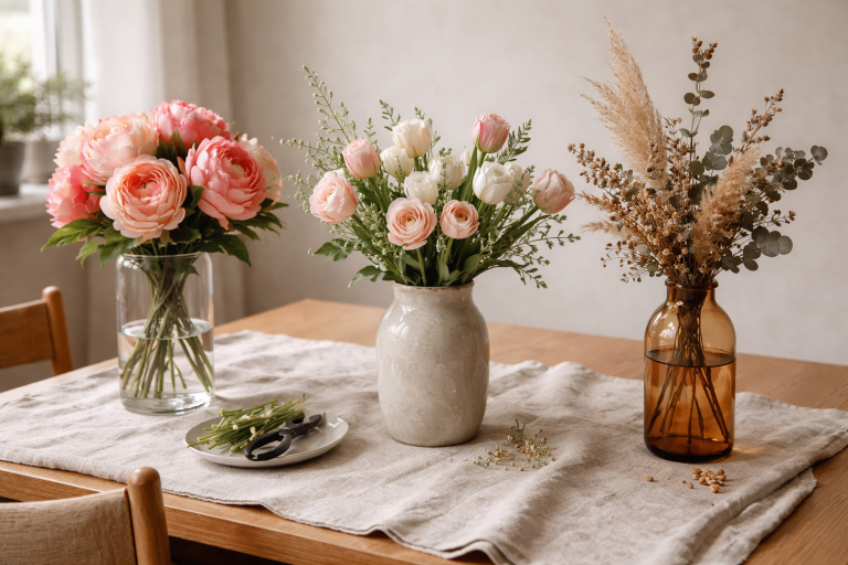 3 blomster-vaner der afgør om du skal vælge kunstige, friske eller tørrede