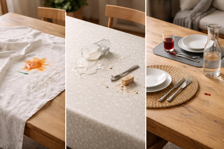 Dug vs. voksdug vs. dækkeservietter: sådan vælger du til hverdagsrod