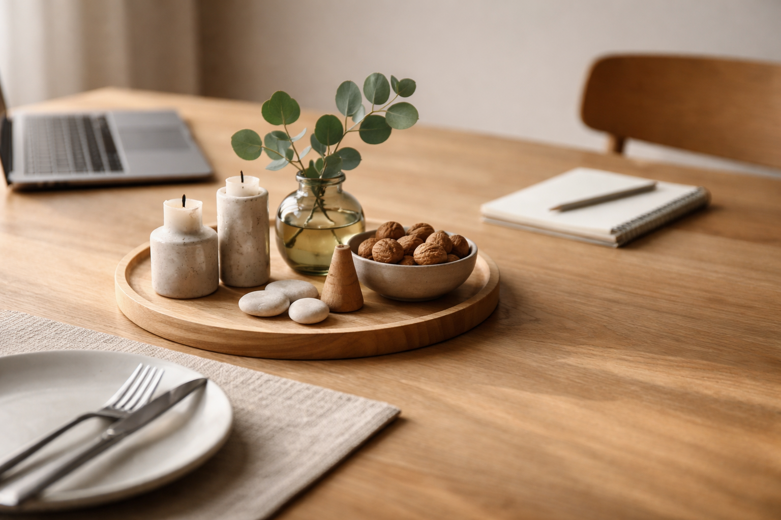 Jeg opdagede at mit spisebord blev hyggeligere (og nemmere at rydde af) med lave centerpieces